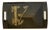 Vintage Marusei Japanese Black Serving Tray With Gold Bamboo Design For Sale