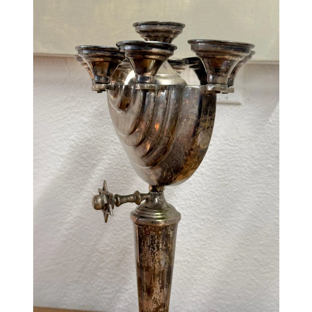 Early 20th Century Silver Plated Menorah For Sale In Palm Springs - Image 6 of 12