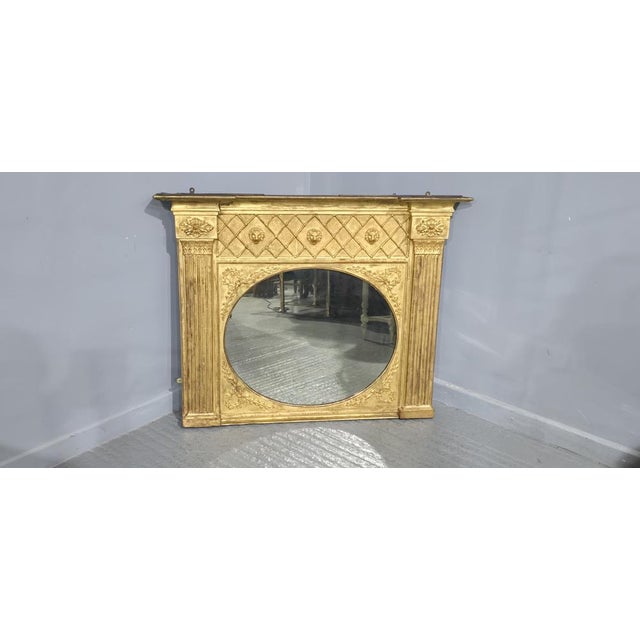 Very good Regency gilt overmantle mirror, in very good order throughout. 36.5" high 47" wide 5.5" depth 2.5" mantle depth