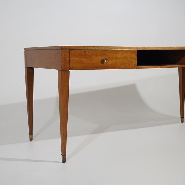Vintage Walnut Desk with Brass Details, 1950s For Sale - Image 9 of 15