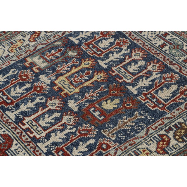 Rug & Kilim Rug & Kilim’s Blue Tribal Style Square Rug With Primitivist Geometric Patterns For Sale - Image 4 of 7