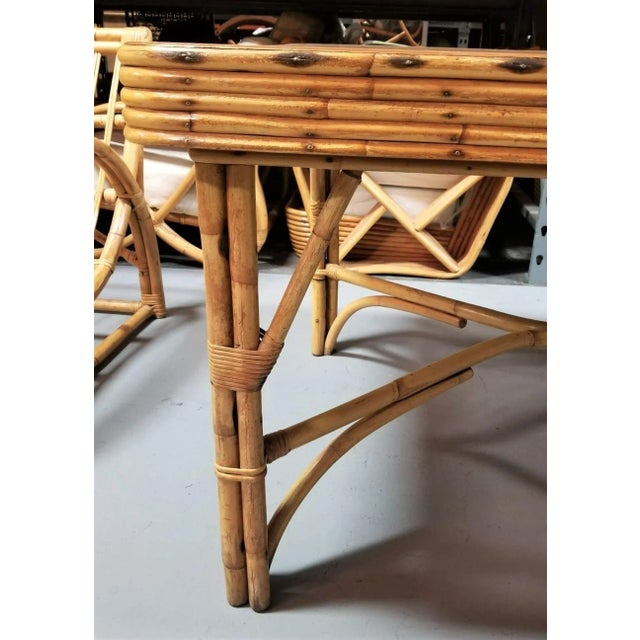 Restored Rattan 5-Strand Stacked Mahogany Dining Table With 5-Strand ...