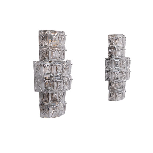 Hollywood Regency Large German Crystal Glass Wall Lamps from Kinkeldey, 1970s, Set of 2 For Sale - Image 3 of 14