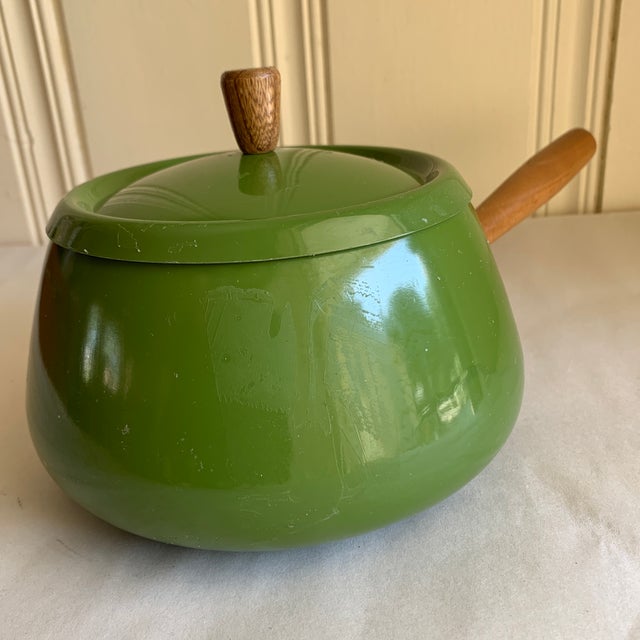 Vintage Green Fondue Pot Chairish