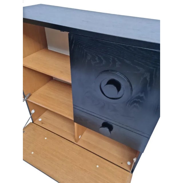 Black Brutalist Black Cabinet with Three Graphic Patterned Doors, Belgium, 1970s For Sale - Image 8 of 13