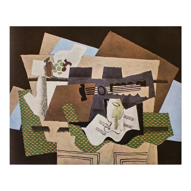 1940s After Georges Braque "Glass and Guitar", First Edition Period Full-Color Print For Sale