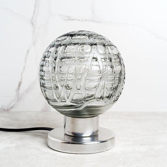 Table Lamps in Chrome Base and Glass Lampshades from Doria Leuchte, Germany, 1970, Set of 2 For Sale - Image 4 of 8