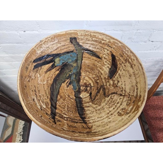 Mid-Century Modern Studio Pottery Large Bowl – Abstract Stoneware For Sale In Providence - Image 6 of 6
