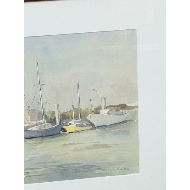 1990s Large Watercolor of Charleston Harbor by Zenobia Stockton For Sale - Image 4 of 6