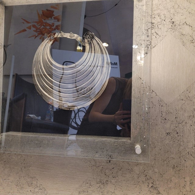 Metal Framed Necklace in Silver Plated Metal For Sale - Image 7 of 13