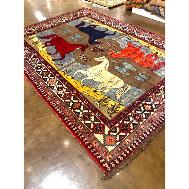 Textile 1970s Animal Print Handwoven Shiraz Area Rug 6'9" X 9'3" For Sale - Image 7 of 12