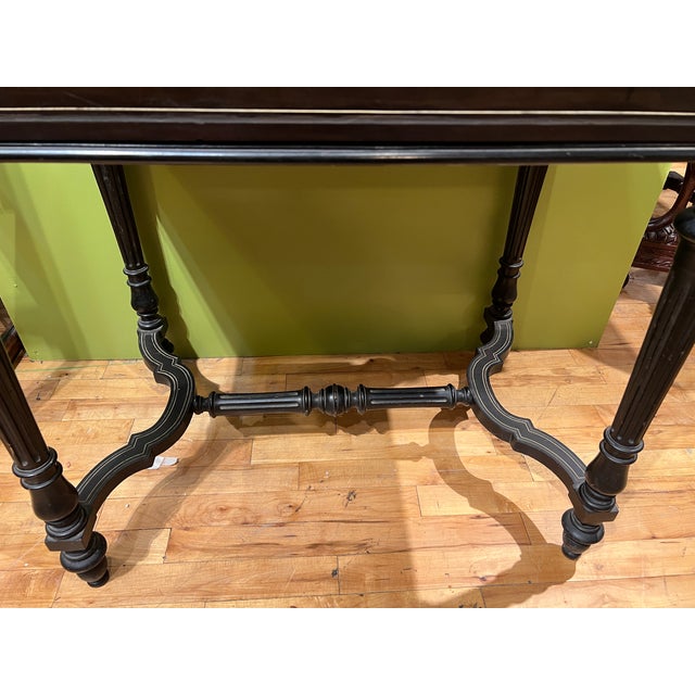 19th Century, Italian Louis XIV Style Ebonized Desk W/ Brass & Important Inlay For Sale In Boston - Image 6 of 11