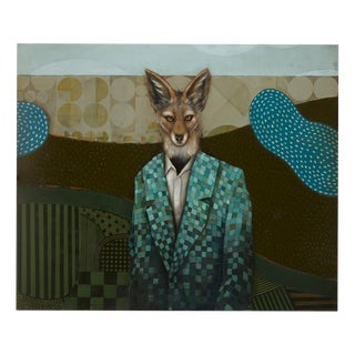 Michele Mikesell, Standing Watch: Jackal Wearing a Suit, 2025, Oil on Canvas For Sale
