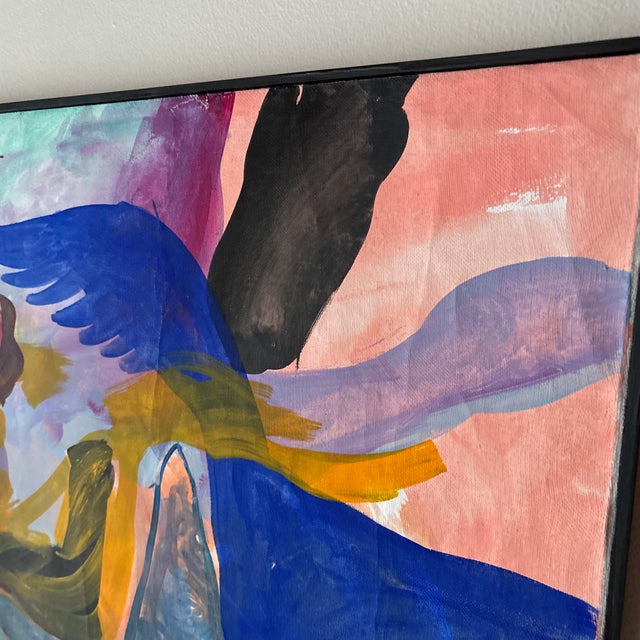 Framed Contemporary Modern Abstract Painting on Canvas, Signed by the Artist For Sale - Image 4 of 7