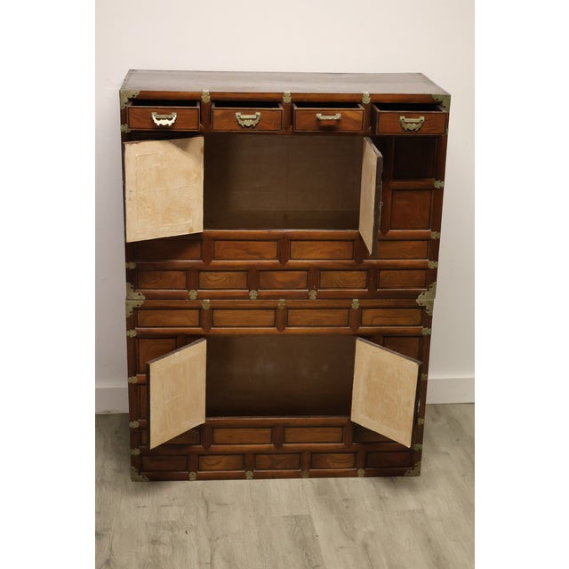 Antique Korean Elmwood Stacking Chest With Brass Fittings, Late Joseon Dynasty, Circa 1890–1910 For Sale - Image 4 of 12