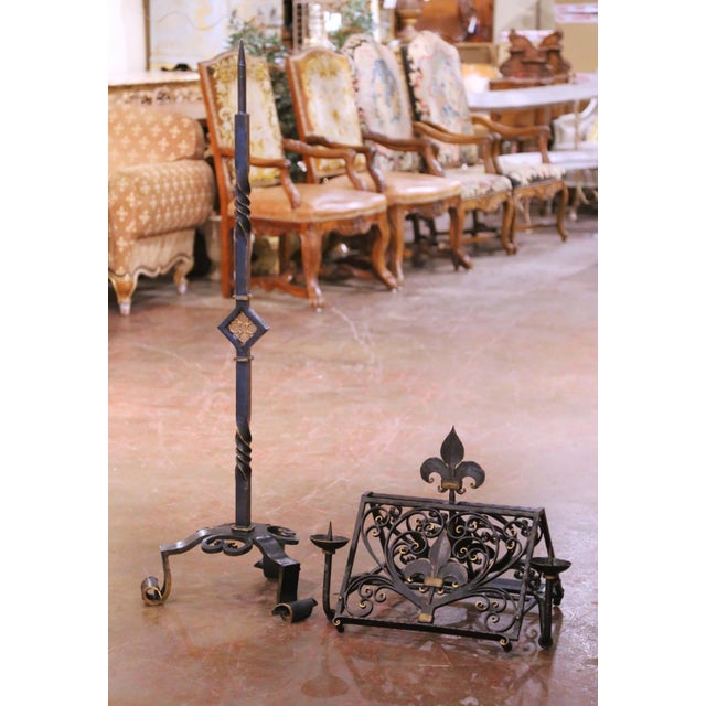 Gothic 19th C. French Gothic Wrought Iron Lectern or Music Stand With Candles Holder For Sale - Image 3 of 11