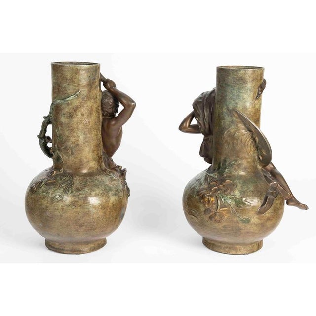 Napoleon III Regule Vases by L. Moreau, 1800s, Set of 2 For Sale - Image 4 of 11