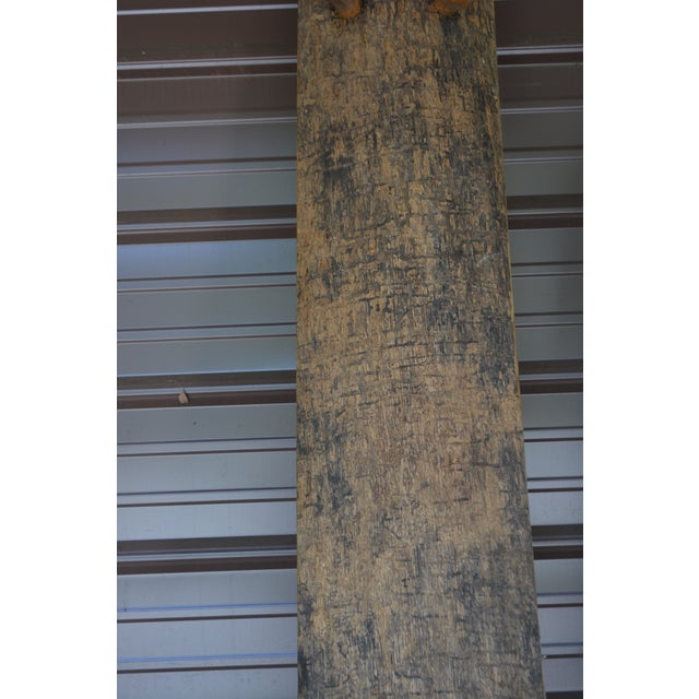 Handcrafted 96" Long Wooden Backless Bench Seat W/ Log Style Legs For Sale - Image 13 of 15
