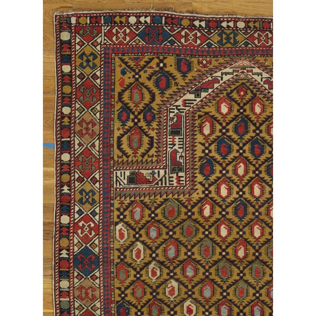 Traditional Gold Ground Antique Marasali Shirvan Prayer Rug, Hand-Knotted, Wool Oriental Rug For Sale - Image 3 of 5