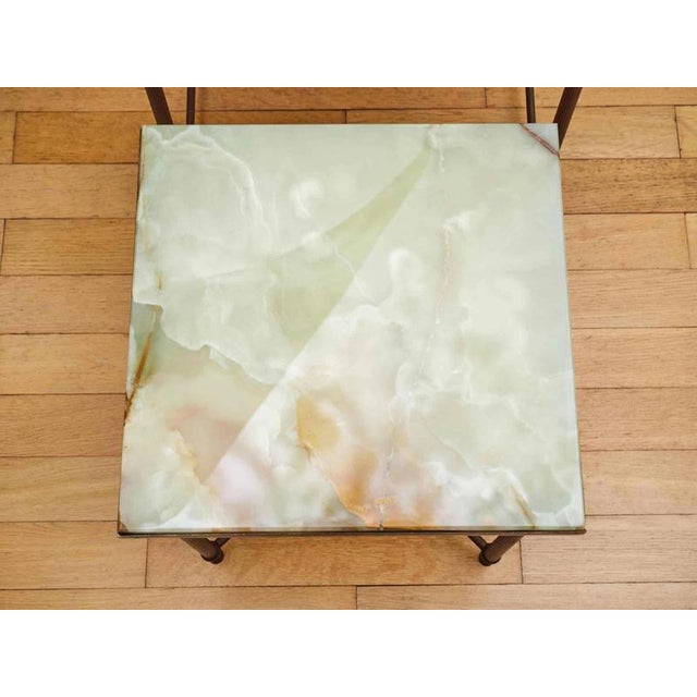 Metal French Nesting Tables with Onyx Tops, Set of 3 For Sale - Image 7 of 7