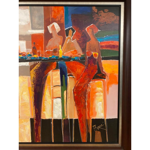 Large Hand Embellished Color Giclee on Canvas "Titled "Conversation", Signed For Sale In Miami - Image 6 of 10