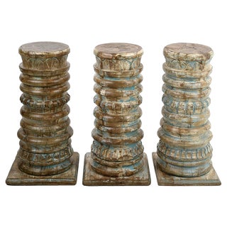 Patinated Solid Wood Column For Sale