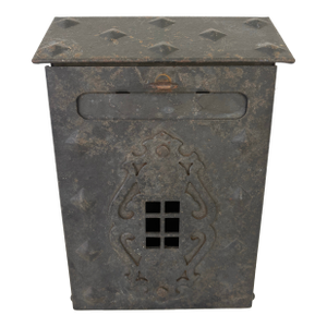 Early 20th Century Hand-Forged Metal Wall Mailbox With Decorative Venting