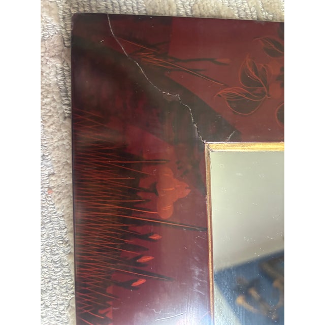 Traditional Aesthetic Movement Decorated Lacquer Mirror, Late 19th Century For Sale - Image 3 of 11