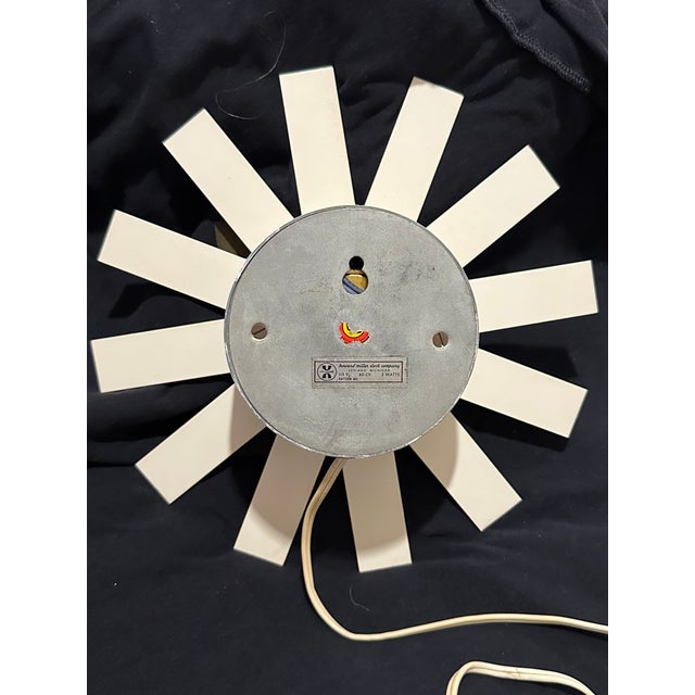 Howard Miller White Asterisk Clock Mid Century For Sale - Image 9 of 12