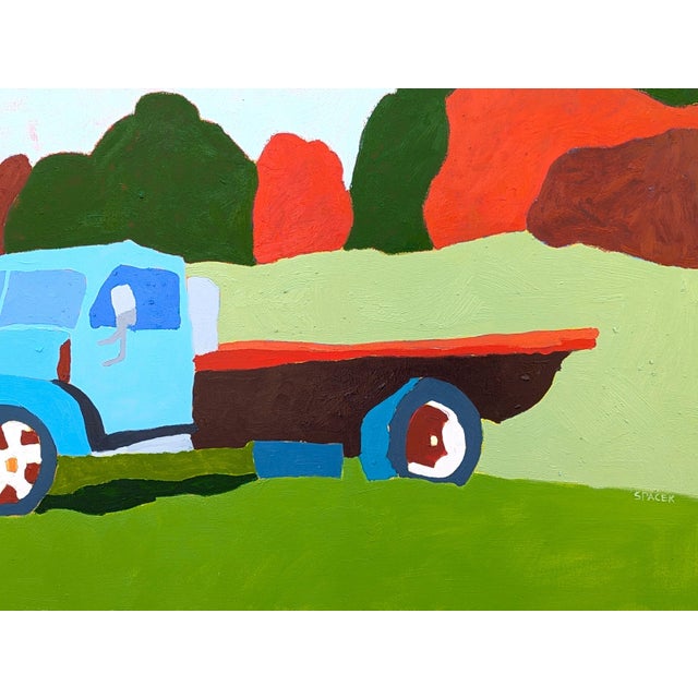 Jacob Spacek "American Rural, Mule" Contemporary Blue, Green & Red Country Landscape Painting, 2025 For Sale In Houston - Image 6 of 10