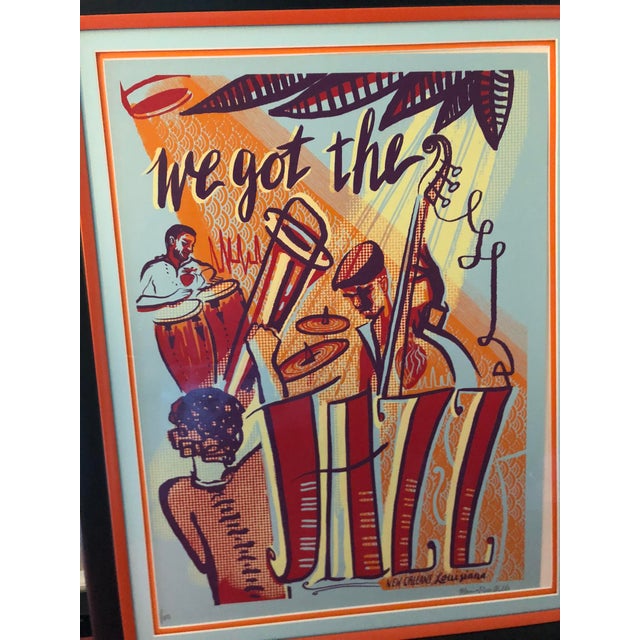 Blue 2015 Monica Rose Kelly Signed Limited Edition "We Got the Jazz" Framed Screen Print For Sale - Image 8 of 8
