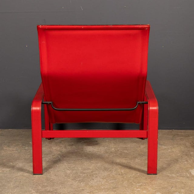1970s 20th Century Italian Red Leather Chair by Toussaint & Angeloni for Matteo Grassi, 1970 For Sale - Image 5 of 18