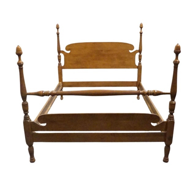 ETHAN ALLEN / BAUMRITTER Heirloom Nutmeg Maple Colonial Early American Full Size Four Poster Bed 588 52.5" High 57" Wide...