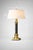 Neoclassical Vintage Neoclassical Brass & Black Marble Column Table Lamp — 33” Tall With Linen Shade For Sale - Image 3 of 7