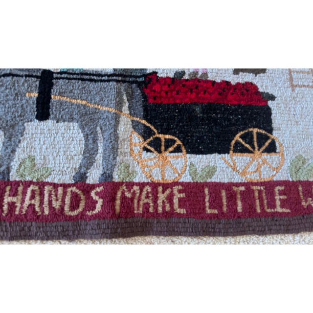 Antique Textile Pictorial Horse Cart Folk Art, Handmade, Rare C1910 Americana For Sale - Image 9 of 18
