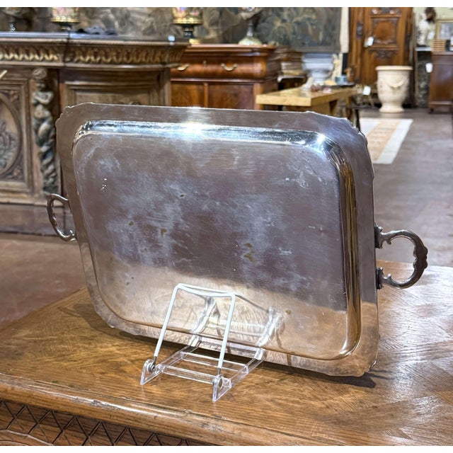 Silver 19th Century French Louis XVI Silvered Bronze Serving Tray For Sale - Image 8 of 8