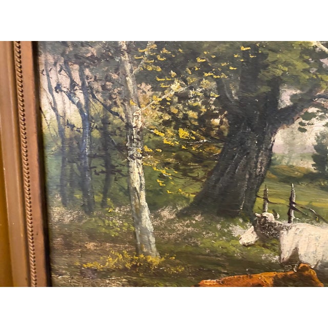 Brown Antique Signed Oil on Canvas Painting For Sale - Image 8 of 13