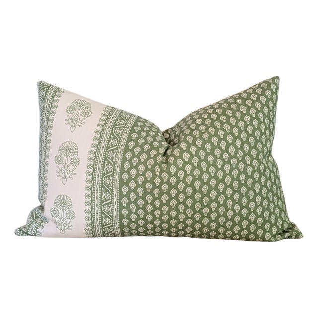 Schumacher Hyacinth Leaf Green Outdoor Lumbar - Single For Sale