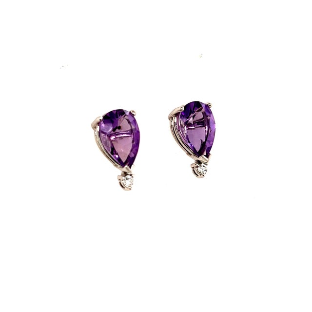Traditional Natural Amethyst Diamond Earrings 14k Gold 3.71 TCW Certified For Sale - Image 3 of 11