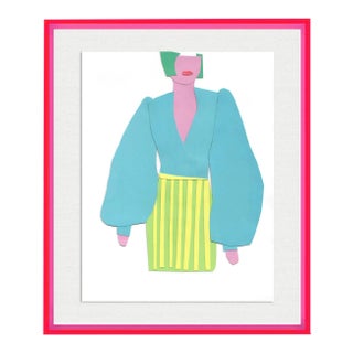 Paper Doll by Virginia Chamlee in Neon Pink Acrylic Shadowbox, Medium Art Print For Sale