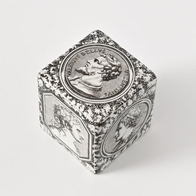 Porcelain Cube Cammei Paperweight by Piero Fornasetti, 1960s For Sale - Image 9 of 12