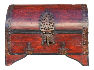 Antique Goa Red Dome Top Trunk
