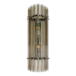 Smoked-Fumé Glass Pipe Wall Sconces by Simoeng, Set of 2 For Sale