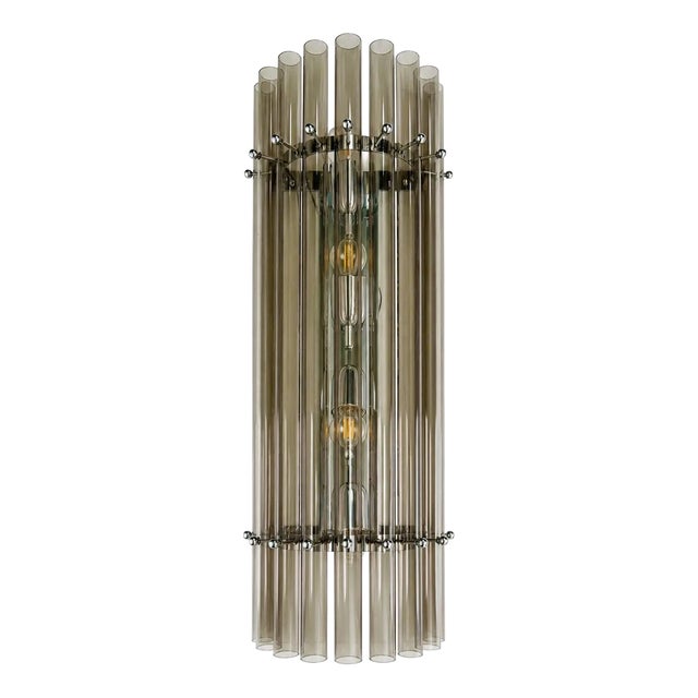 Smoked-Fumé Glass Pipe Wall Sconces by Simoeng, Set of 2 For Sale