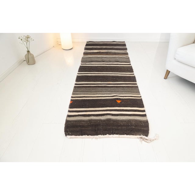 Stripe Handwoven Antique Kilim Runner For Sale - Image 10 of 10