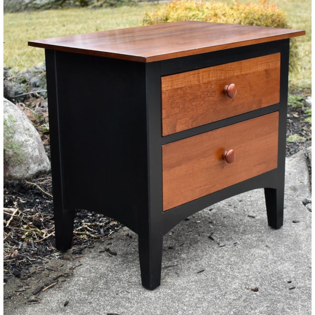 Transitional Vtg. Ethan Allen Transitional Style Two Drawer Black & Cherry Nightstand For Sale - Image 3 of 11