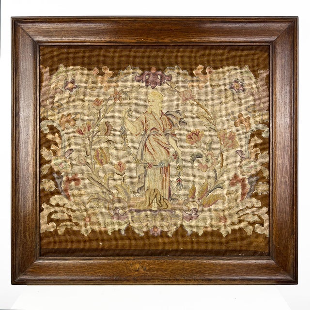 19th Century Victorian Framed Woolwork Needlepoint Tapestry Gobelin For Sale - Image 11 of 11