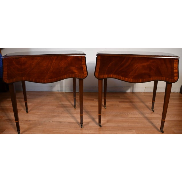 1930s Pair John Stuart English Regency Mahogany Pembroke Side / End Tables For Sale - Image 13 of 18