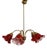 Vintage Brass and Glass 5-Light Chandelier, 1980s For Sale