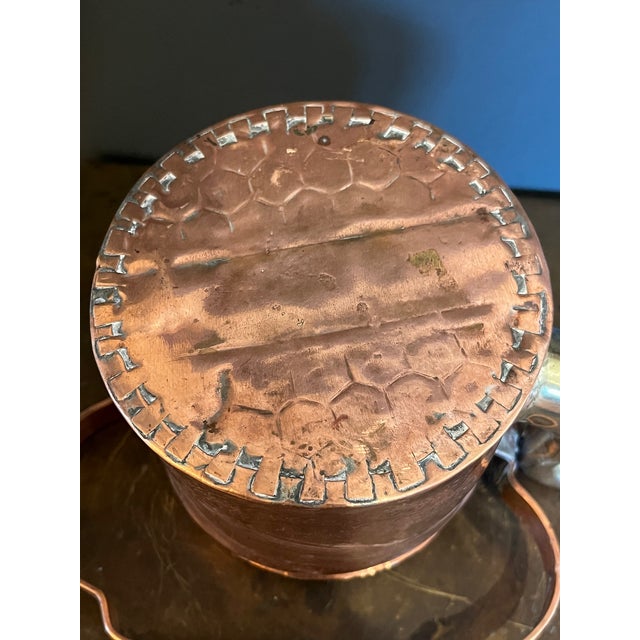 Late 19th Century 19th Century Hand-Hammered Copper & Brass Dovetail Tea Kettle For Sale - Image 5 of 8